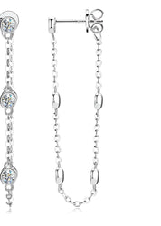 925 Silver 3MM 0.1CT Moissanite Diamond Tassel Earrings