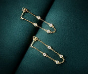 925 Silver 3MM 0.1CT Moissanite Diamond Tassel Earrings