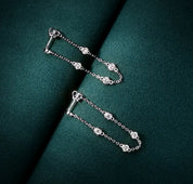 925 Silver 3MM 0.1CT Moissanite Diamond Tassel Earrings