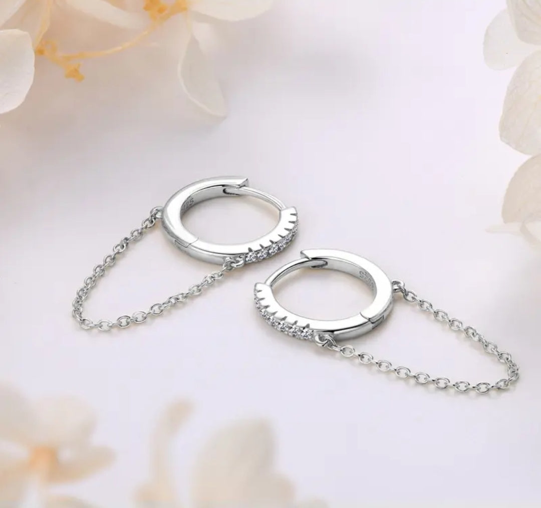 925 Silver 1.2mm 0.08CT Moissanite Daimond Drop Earrings