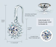 925 Silver 6.5MM 1CT Moissanite Diamond Drop Flower Earrings