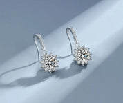925 Silver 6.5MM 1CT Moissanite Diamond Drop Flower Earrings