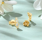 925 Silver 3mm 0.16CT Moissanite Diamond Climber Earrings