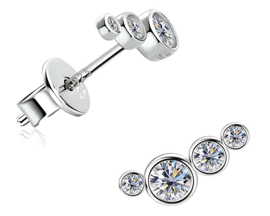 925 Silver 3mm 0.16CT Moissanite Diamond Climber Earrings