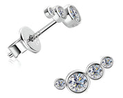 925 Silver 3mm 0.16CT Moissanite Diamond Climber Earrings