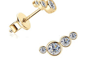 925 Silver 3mm 0.16CT Moissanite Diamond Climber Earrings