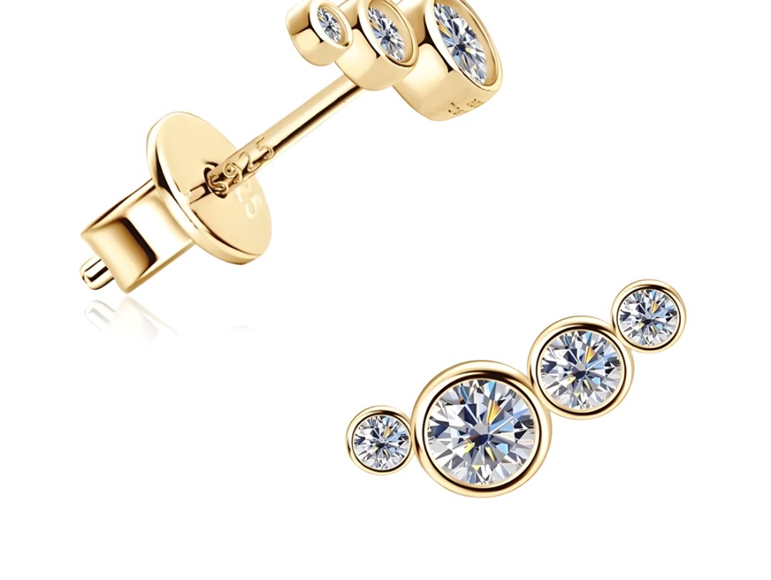 925 Silver 3mm 0.16CT Moissanite Diamond Climber Earrings