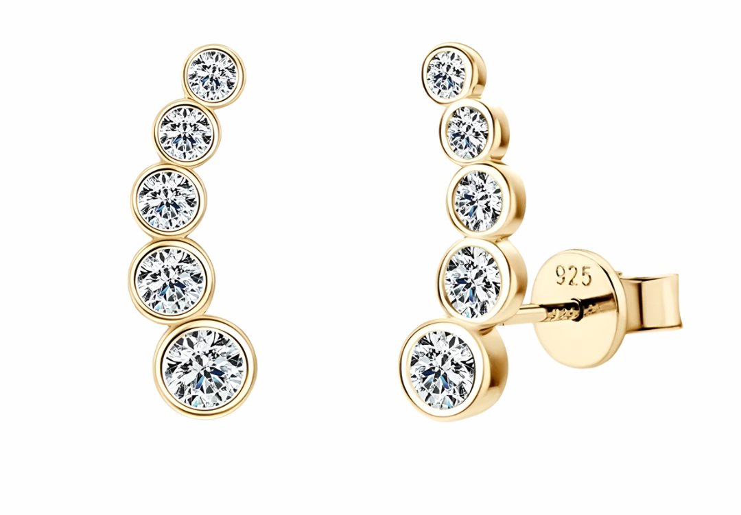 925 Silver 3.5mm 0.2CT Moissanite Diamond Climber Earrings