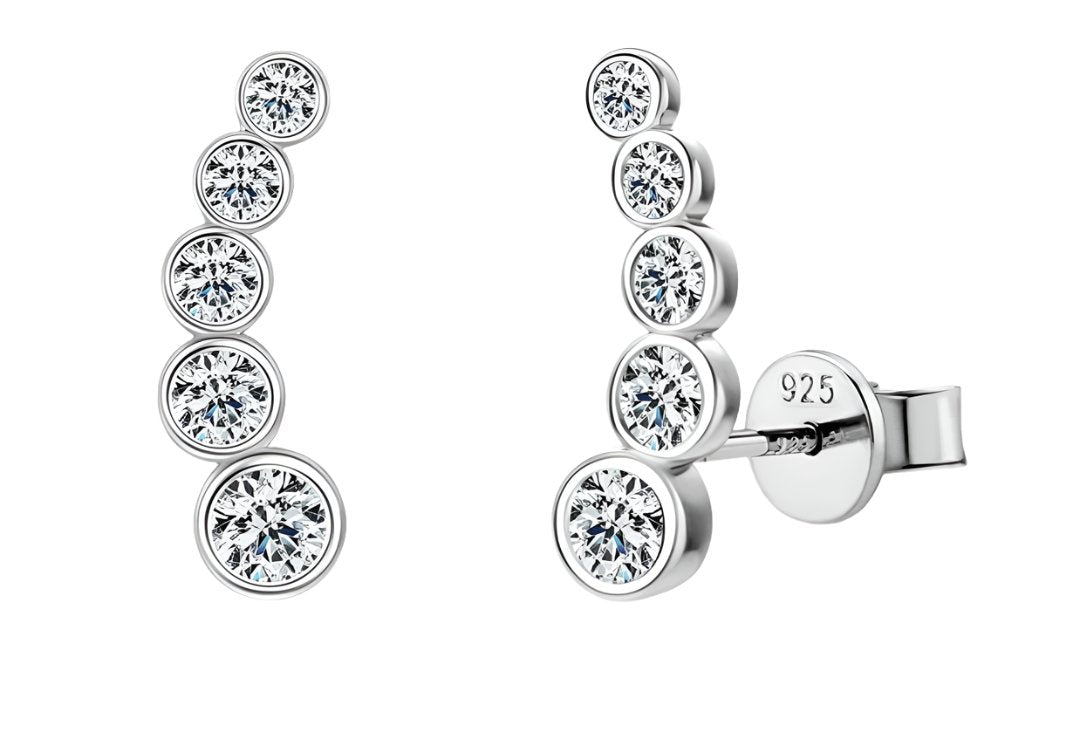 925 Silver 3.5mm 0.2CT Moissanite Diamond Climber Earrings
