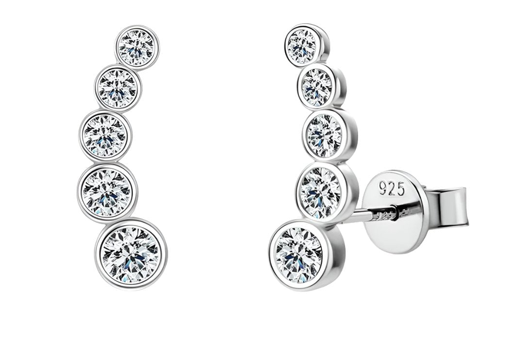 925 Silver 3.5mm 0.2CT Moissanite Diamond Climber Earrings
