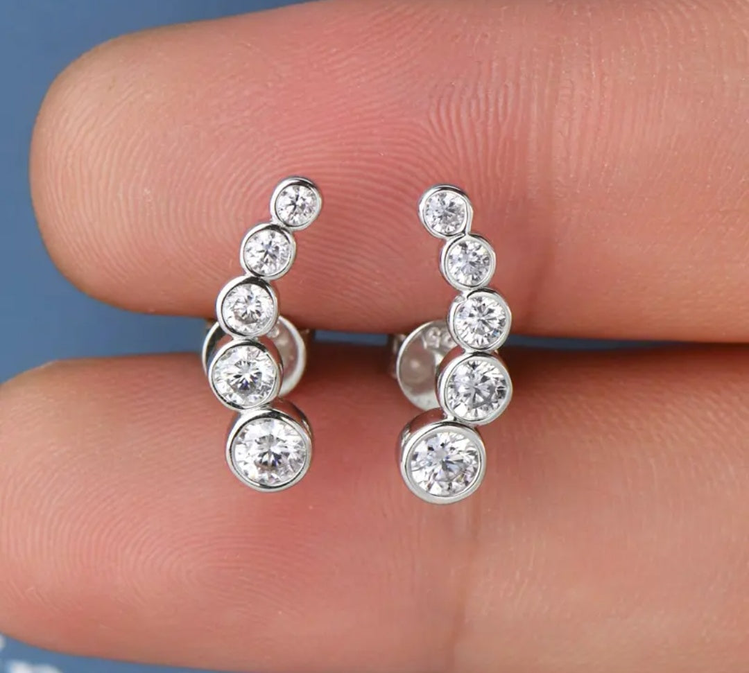 925 Silver 3.5mm 0.2CT Moissanite Diamond Climber Earrings