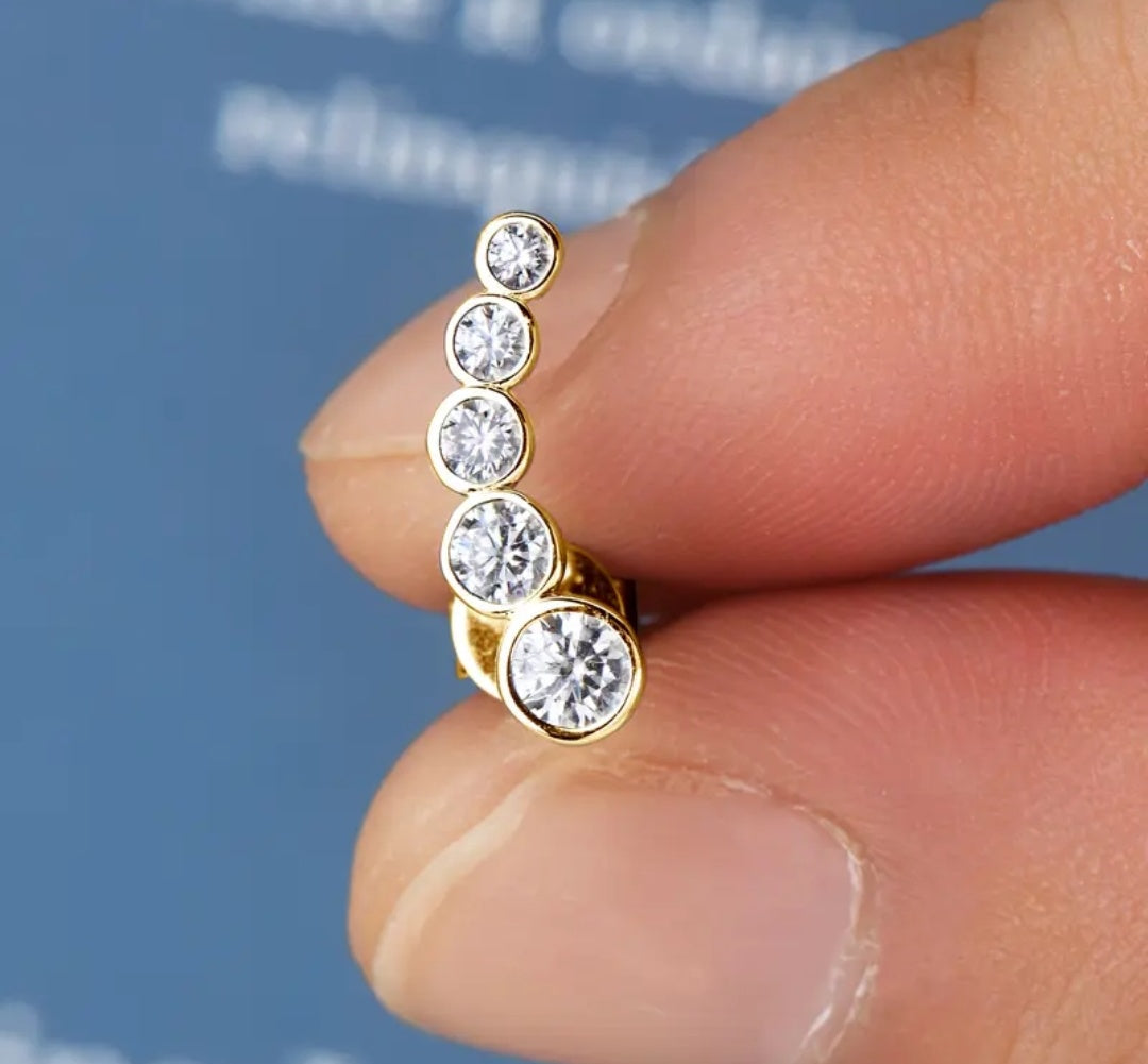 925 Silver 3.5mm 0.2CT Moissanite Diamond Climber Earrings
