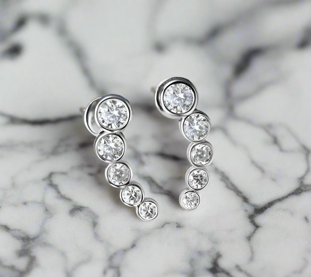925 Silver 3.5mm 0.2CT Moissanite Diamond Climber Earrings