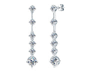 925 Silver 8MM 2CT Moissanite Long Drop Diamond Earrings