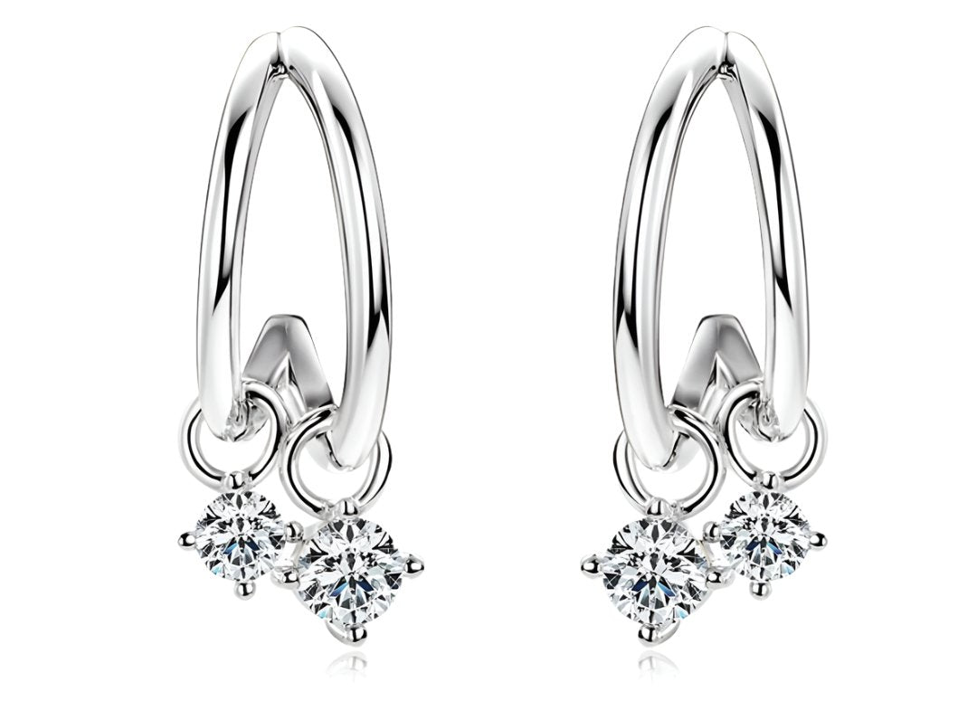 925 Silver 3mm 0.1CT Moissanite Climber Earrings