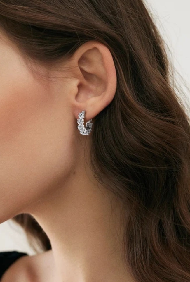 925 Silver 4mm 4.8CT Moissanite Diamond Hoop Earrings