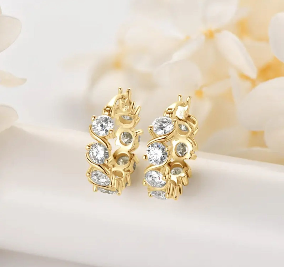 925 Silver 4mm 4.8CT Moissanite Diamond Hoop Earrings