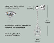 925 Silver 3mm 0.1CT Moissanite Chain Earrings