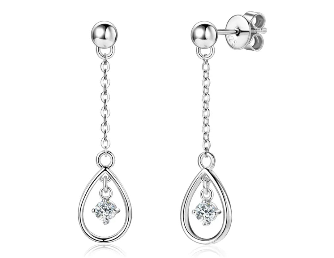 925 Silver 3mm 0.1CT Moissanite Chain Earrings