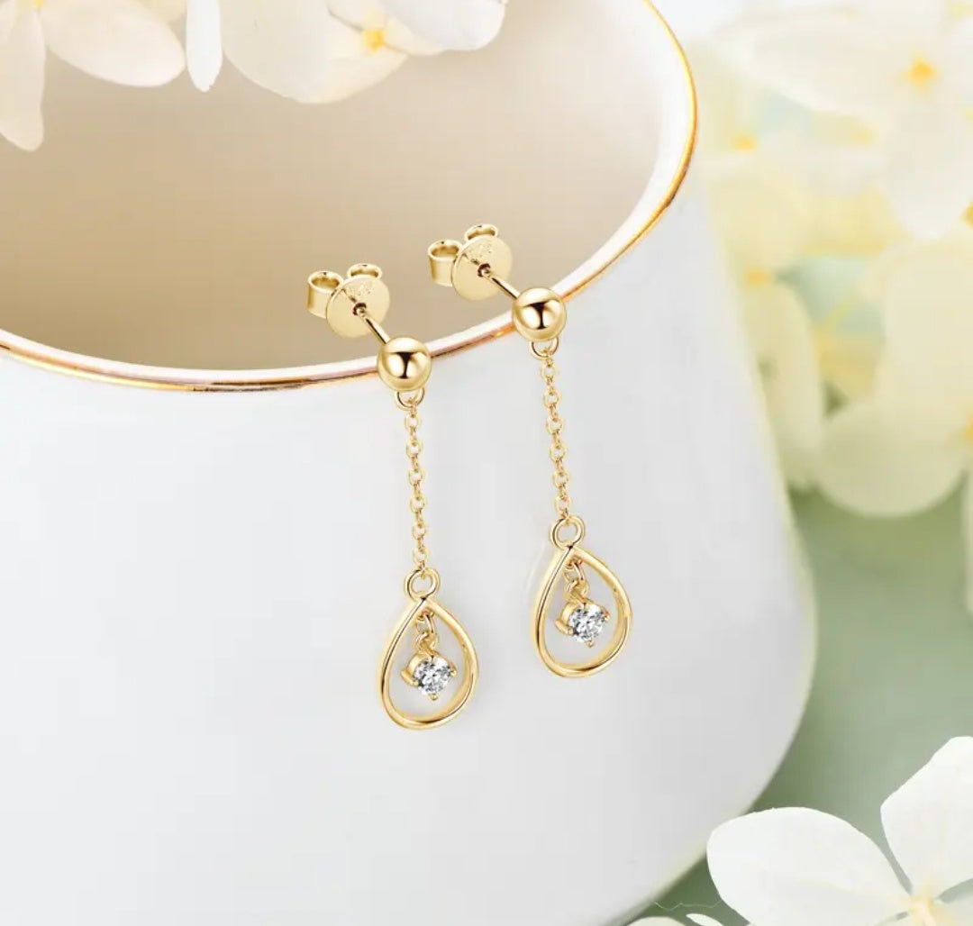 925 Silver 3mm 0.1CT Moissanite Chain Earrings