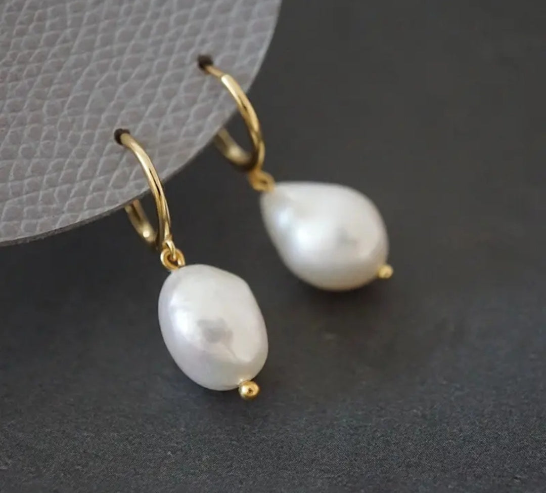 925 Silver Baroque Pearl Earrings