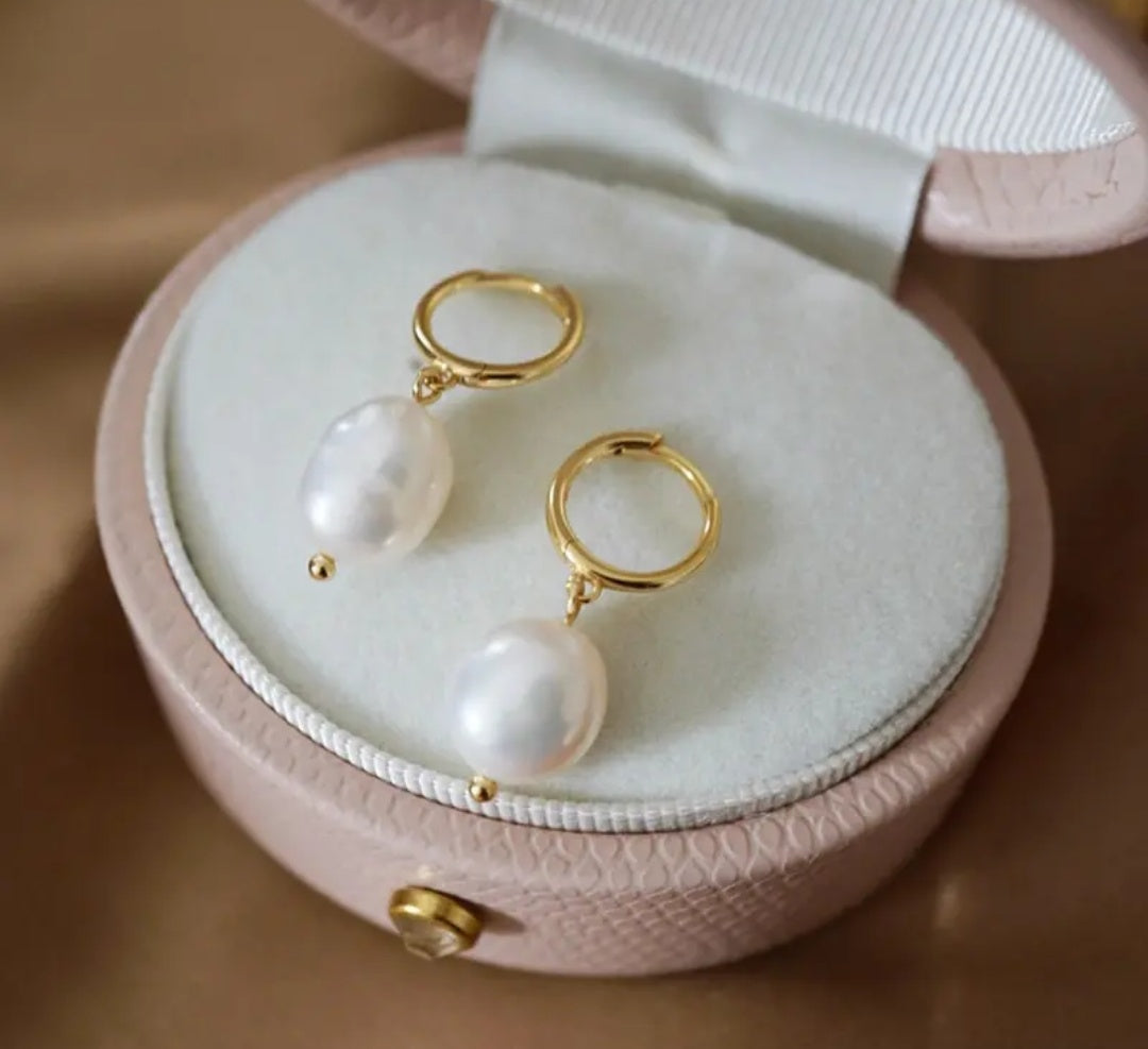 925 Silver Baroque Pearl Earrings