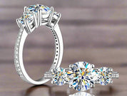 925 Silver 2ct 8mm Moissanite Diamond Ring