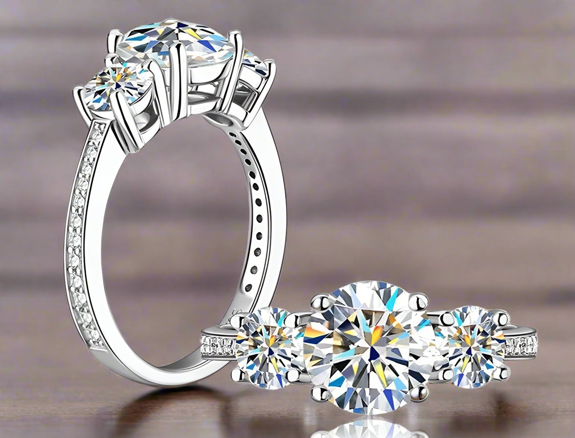 925 Silver 2ct 8mm Moissanite Diamond Ring