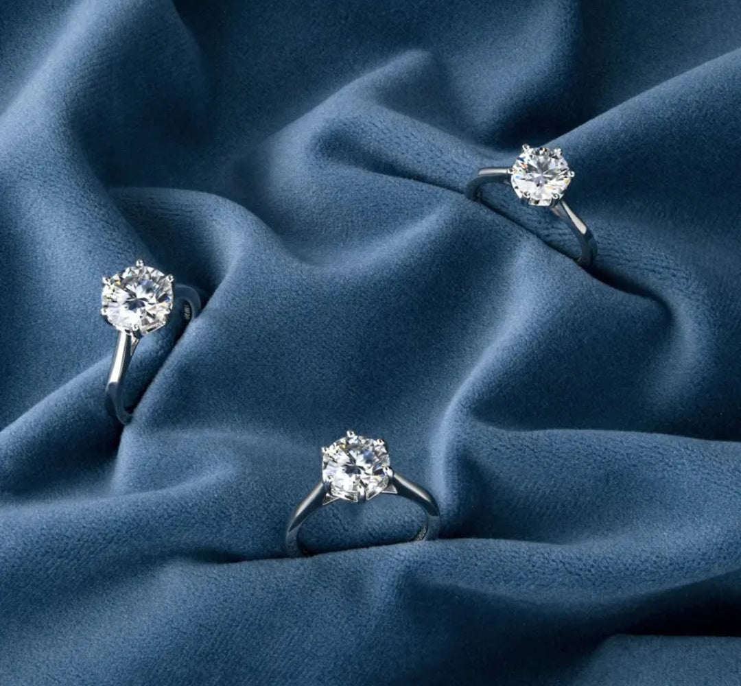 925 Silver Moissanite Diamond Ring