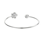 925 Silver Moissanite Flower Cuff Bracelet