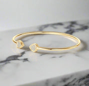 925 Silver Moissanite Heart Cuff Bracelet