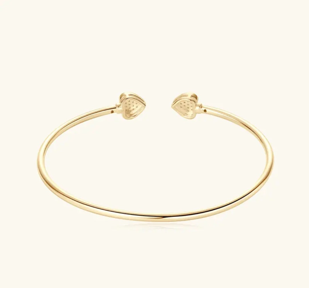 925 Silver Moissanite Heart Cuff Bracelet