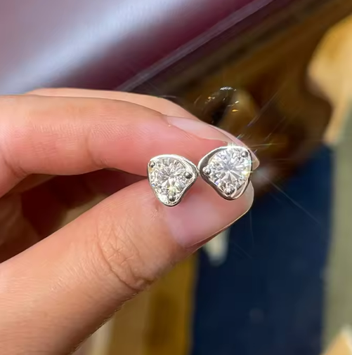 925 Silver 6.5MM 1CT Moissanite Diamond Earrings
