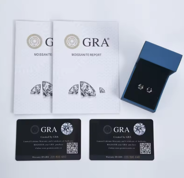 925 Silver 6.5MM 1CT Black Moissanite Stud Diamond Earrings