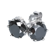925 Silver 6.5MM 1CT Black Moissanite Stud Diamond Earrings