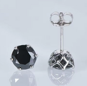 925 Silver 6.5MM 1CT Black Moissanite Stud Diamond Earrings
