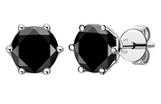 925 Silver 6.5MM 1CT Black Moissanite Stud Diamond Earrings