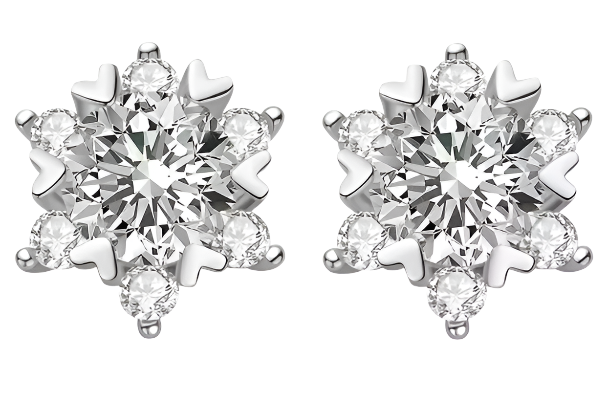 925 Silver 6MM 0.8CT Moissanite Diamond Snowflake Earrings