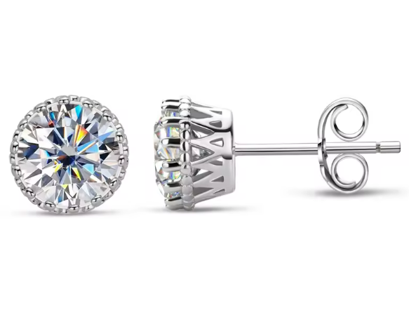 925 Silver 6.5MM 1CT Moissanite Diamond Stud Earrings