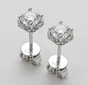925 Silver 6.5MM 1CT Moissanite Diamond Stud Earrings