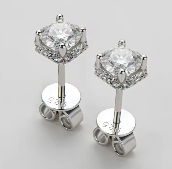 925 Silver Stud 5MM 0.5CT Moissanite Earrings
