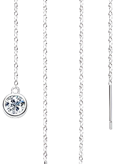 925 Silver 5MM 0.5CT Moissanite Diamond Tassel Earrings