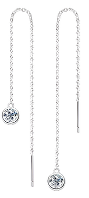 925 Silver 5MM 0.5CT Moissanite Diamond Tassel Earrings
