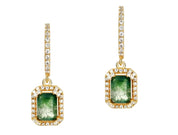 925 Silver 4*4mm Natural Moss Agate Drop Earrings