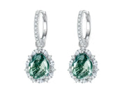 925 Silver 8*10mm Natural Moss Agate Earrings