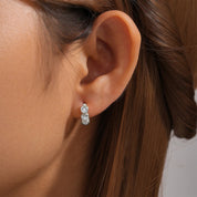 925 Silver Heart Zircon Hoop Earrings