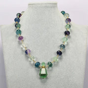 Natural gemstone Multi-Color Fluorite Pendant & Earrings Set