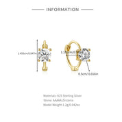 925 Silver Simple Zircon Hoop Earrings