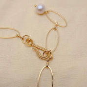 White Keshi Pearl & Blue Murano Glass Necklace