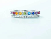 925 Silver Rainbow Crystal Colorful Zicron  rings